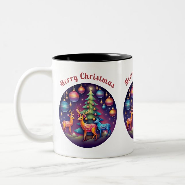 Merry Christmas Two-Tone Coffee Mug (Left)