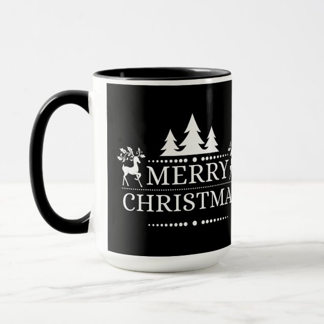 Merry Christmas Two Tone Mug-Black Mug (Left)