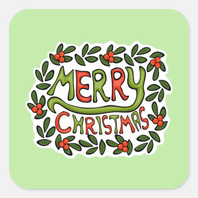 Merry Christmas Type Wreath Sticker (Front)