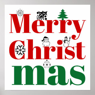 Merry Christmas typography and vintage elements Poster