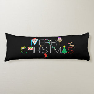 Merry Christmas Typography Body Cushion