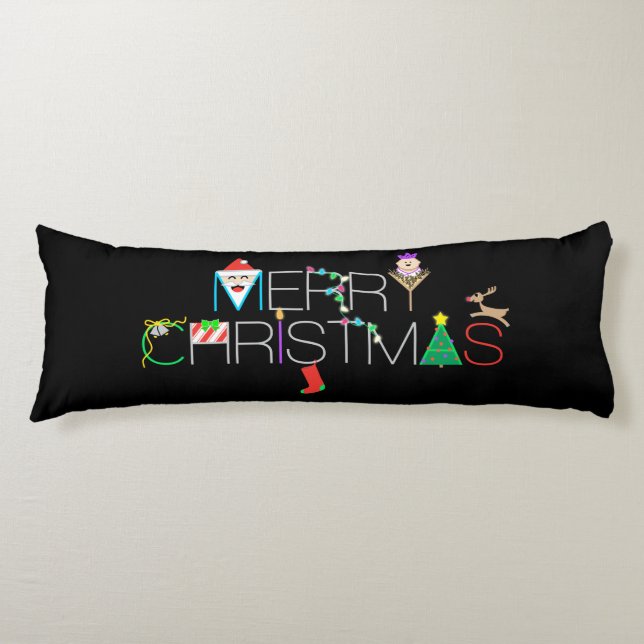 Merry Christmas Typography Body Cushion (Front)