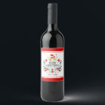 Merry Christmas Typography & Christmas Owl Wreath Wine Label<br><div class="desc">Elegant Christmas wreath Christmas owl and Merry Christmas typography.</div>