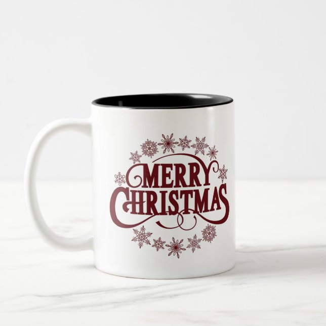 Merry Christmas Typography Coffee Mug (Left)
