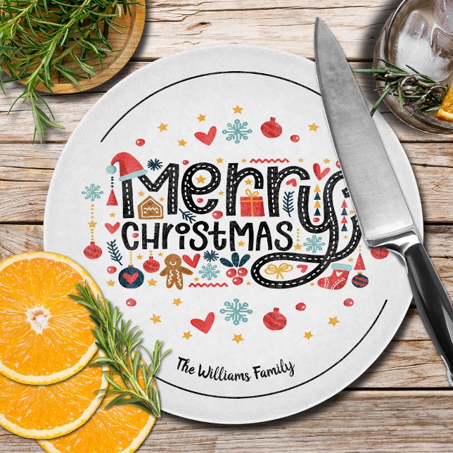 MERRY CHRISTMAS Typography Cutting Board (Creator Uploaded)