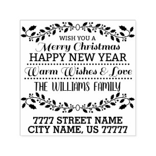 MERRY CHRISTMAS typography Family Return Address Self-inking Stamp