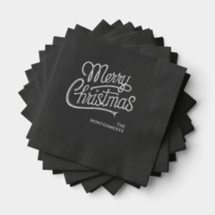 Merry Christmas Typography Foil Stamped Napkins
