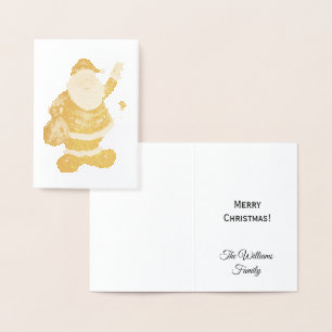 Merry Christmas Typography Gold Foil Santa Claus Foil Card