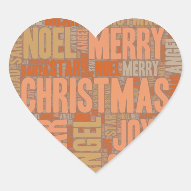 Merry Christmas Typography Heart Sticker (Front)