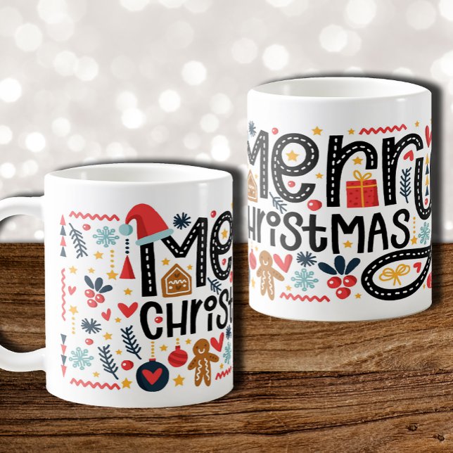 MERRY CHRISTMAS Typography Holiday Coffee Mug (Creator Uploaded)