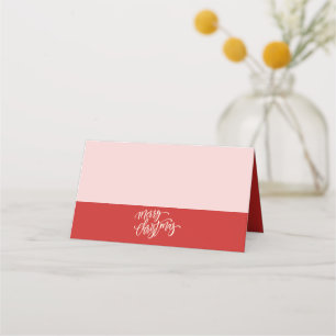 Merry Christmas Typography in Red Holiday Place Card