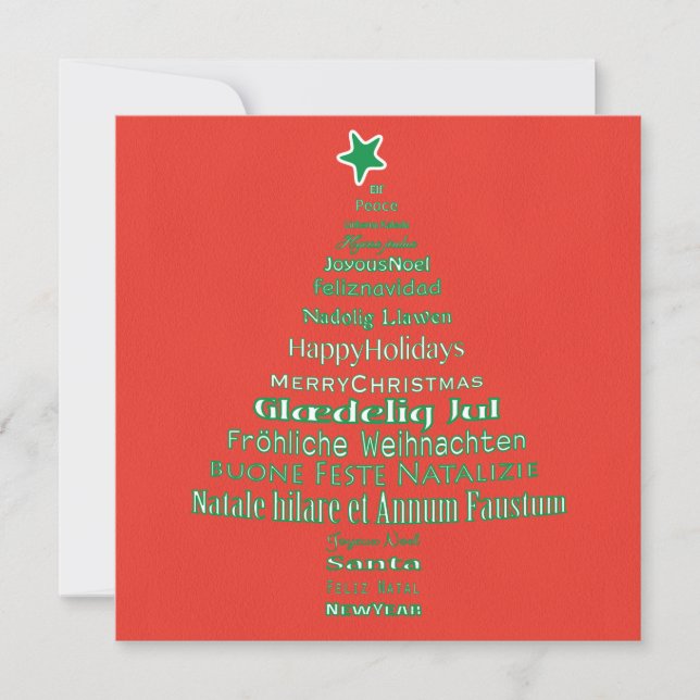 Merry Christmas Typography Language Tree   (Front)