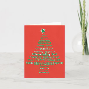 Merry Christmas Typography Language Tree   Note Card