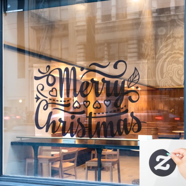 Merry Christmas Typography Lettering  (Cafe Window)