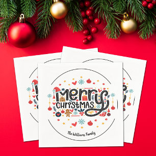 Merry Christmas Typography Napkin