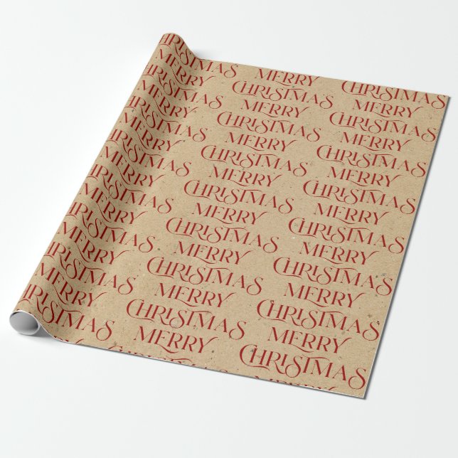 Merry Christmas typography on cardboard paper (Unrolled)