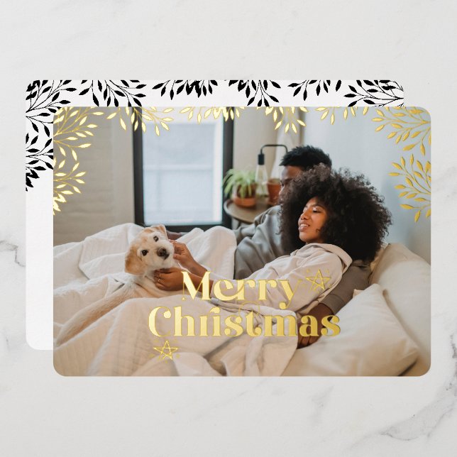 Merry Christmas Typography Photo Card (Front/Back)