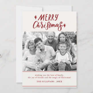Merry Christmas Typography Photo Holiday Card