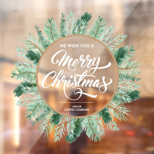 Merry Christmas Typography Pine Wreath