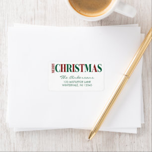Merry Christmas Typography Red and Green Label