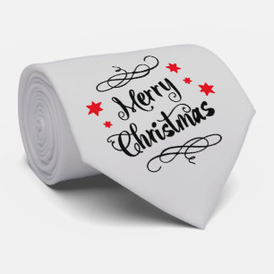 Merry Christmas Typography Red White Tie