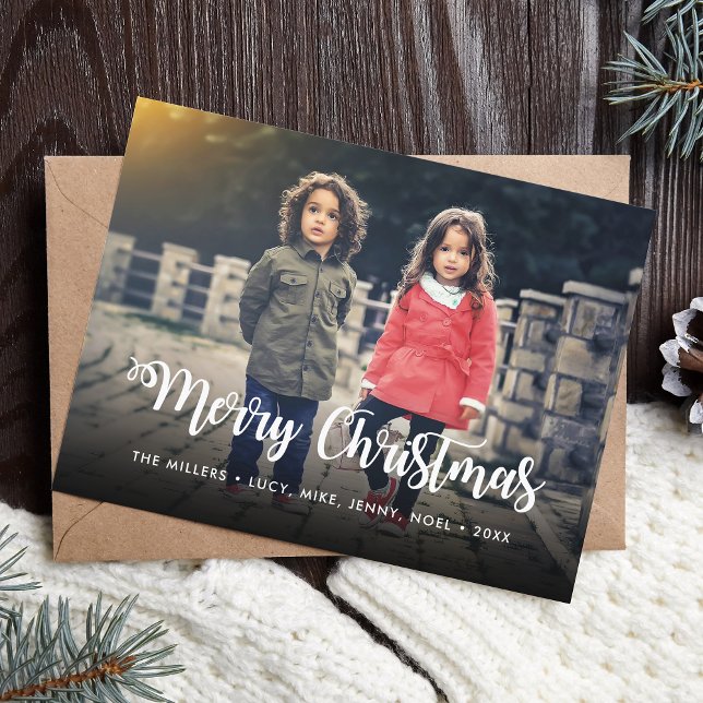 Merry Christmas Typography Script Holiday Custom Postcard (Creator Uploaded)