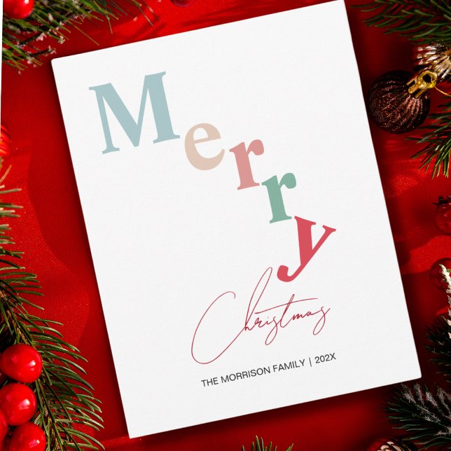 Merry Christmas typography simple light colour Holiday Card (Creator Uploaded)