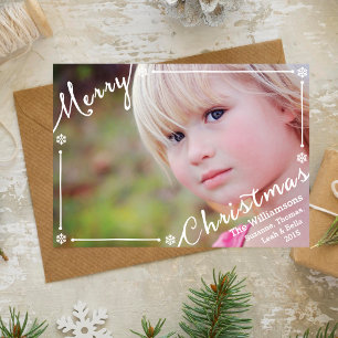 Merry Christmas Typography Snowflake Holiday Photo Card