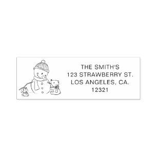 Merry Christmas Typography Snowman Return Address Self-inking Stamp