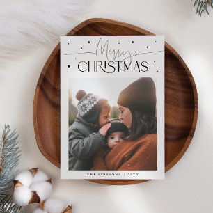 Merry Christmas Typography White Photo Holiday Card