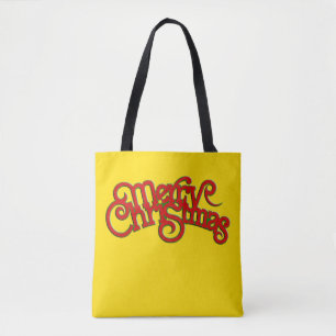 Merry Christmas Typography + your backgr. Tote Bag