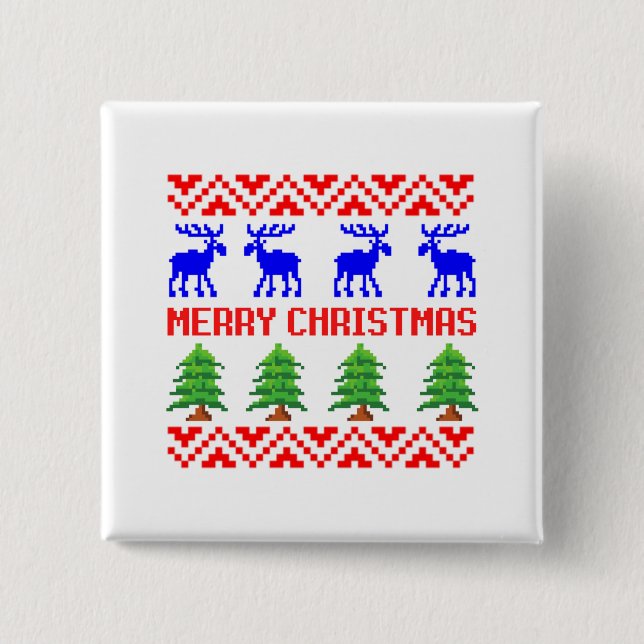 Merry Christmas Ugly Sweater 15 Cm Square Badge (Front)