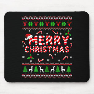 Merry Christmas Ugly Sweater Candy Cane Men Women  Mouse Pad