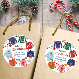 Merry Christmas Ugly sweater party funny Classic Round Sticker