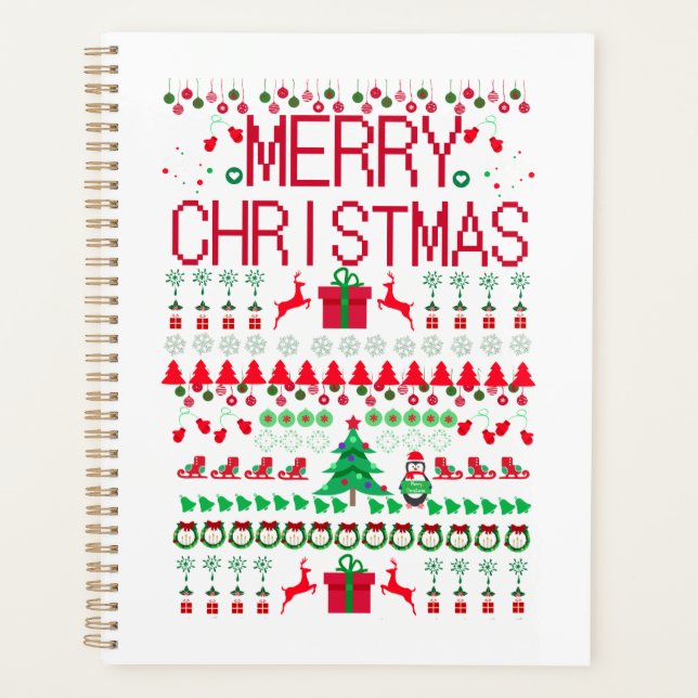 Merry Christmas Ugly Sweater style Planner (Front)