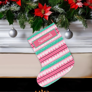 Merry Christmas & Ugly Sweater Wishes Large Christmas Stocking