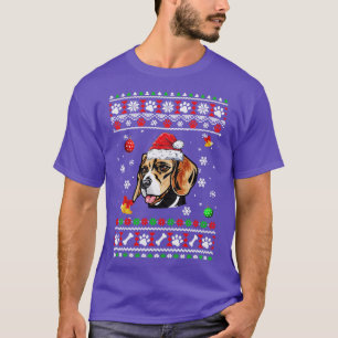 Merry Christmas Ugly Xmas Beagle Santa Hat Funny T-Shirt