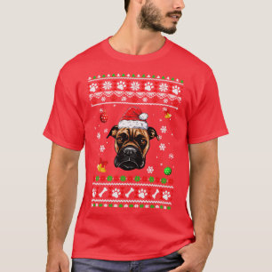 Merry Christmas Ugly Xmas Boxer Santa Hat Funny T-Shirt