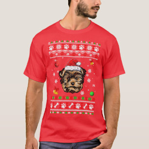 Merry Christmas Ugly Xmas Yorkie Santa Hat Funny T-Shirt