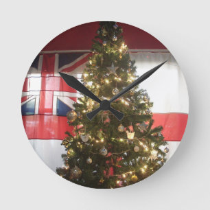 Merry Christmas UK. Round Clock