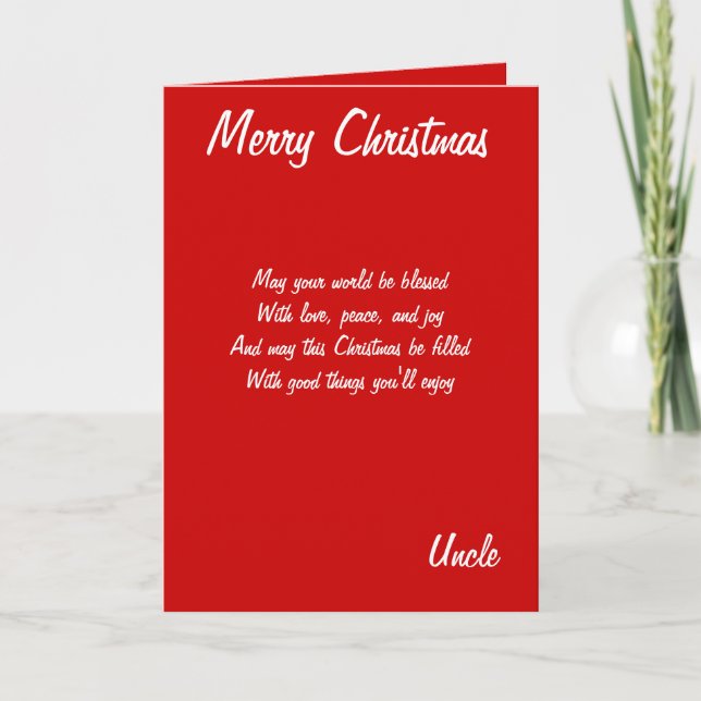 Merry Christmas uncle cards (Front)