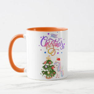 Merry Christmas unicorn colourful Mug
