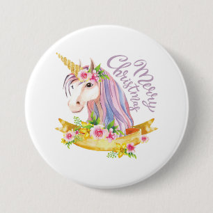 Merry Christmas Unicorn Pin Button