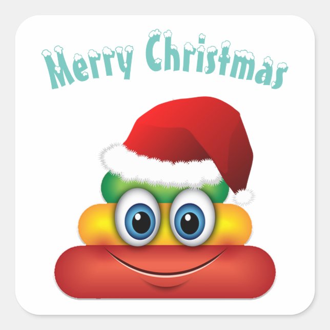 Merry Christmas unicorn poop emoji Square Sticker (Front)