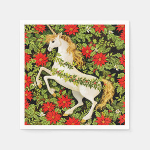 Merry Christmas Unicorn Red Green White Napkin