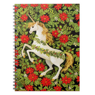 Merry Christmas Unicorn Red Green White Notebook
