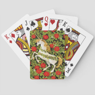 Merry Christmas Unicorn Red Green White Playing Cards