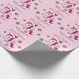 Merry Christmas unicorn & snowflakes personalised Wrapping Paper