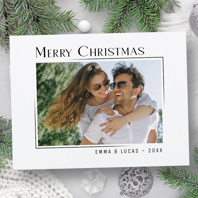 Merry Christmas Unique Modern Minimal Style Photo Holiday Postcard (Creator Uploaded)