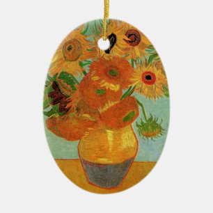 Merry Christmas Vase with Twelve Sunflowers Ceramic Tree Decoration